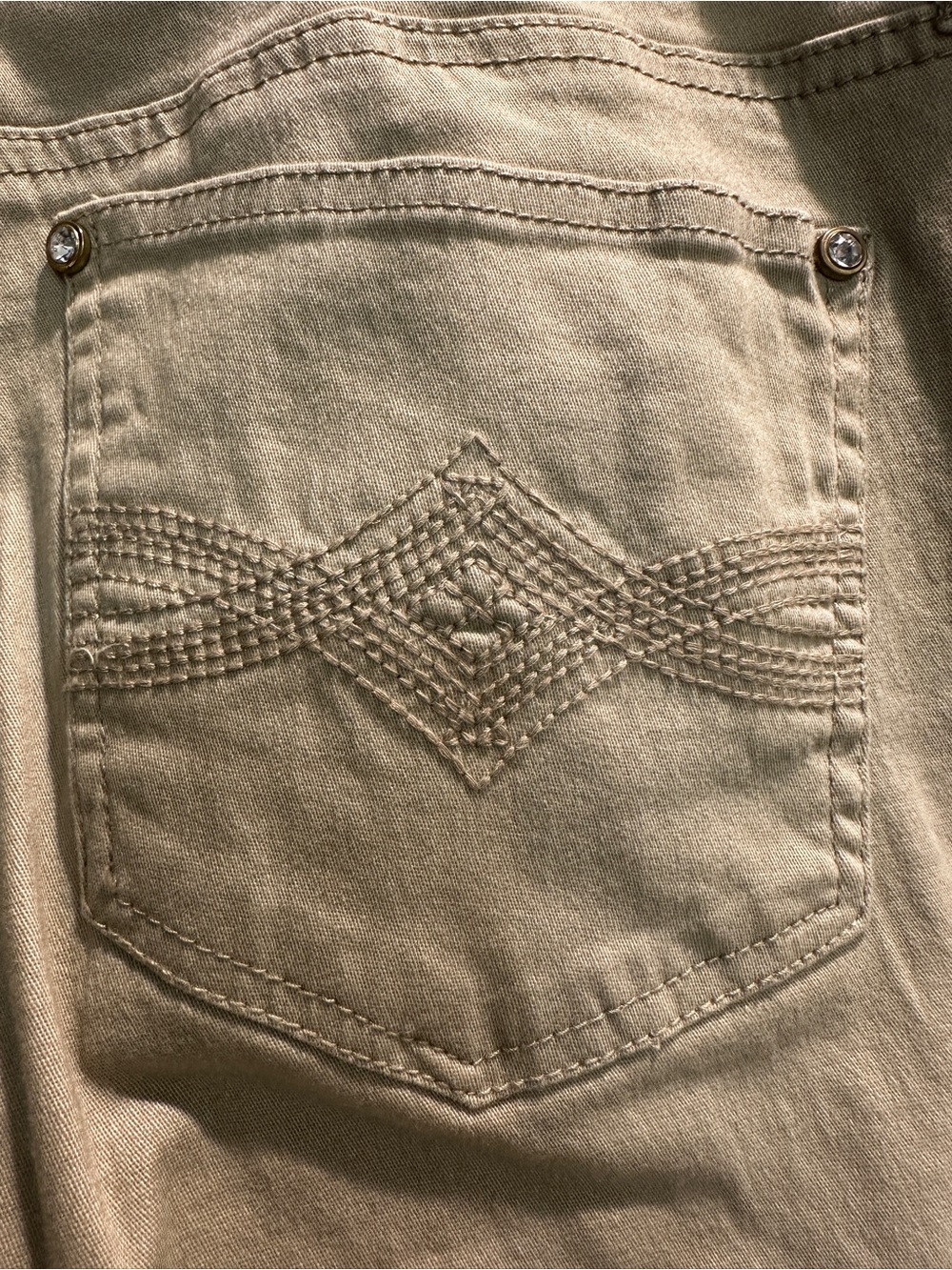 new directions Beige Cropped Stretch Jeans - Picture 5 of 5